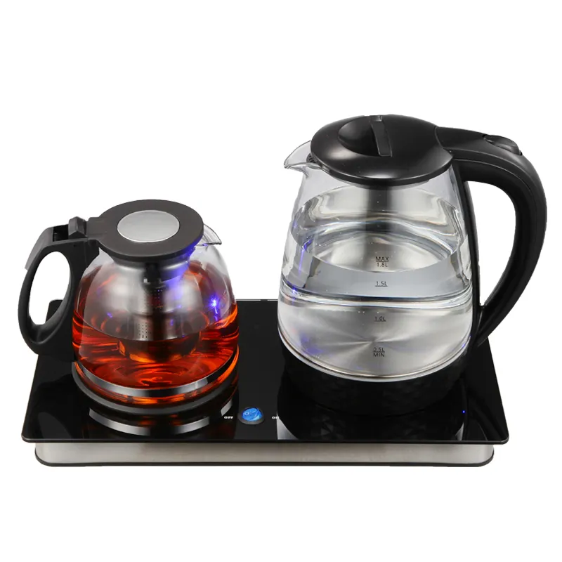 High-end Product Home Appliances 1.8L And 1.2L Display Screen Touch Glass Electric Tea Kettle Set