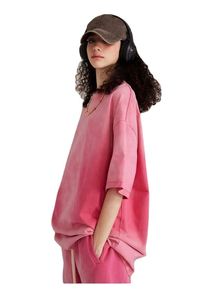 เสื้อยืดสตรีทแวร์ผู้หญิงแบบสั่งทำ ผ้าถัก 100% คอตตอน ซักแล้วสีไล่ระดับ ระบายอากาศได้ดี นุ่ม ไม่หด - Product Image 5