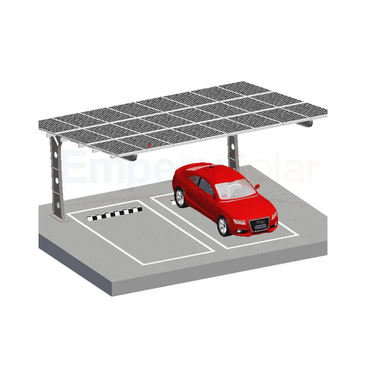 สแตนเลสพลังงานแสงอาทิตย์ Carport ชั้นวางโครงสร้างแผงชุดการประยุกต์ใช้ภาคพื้นดินระบบติดตั้งหลังคาพลังงานแสงอาทิตย์ที่จอดรถโลหะ