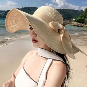 Chapeau de paille souple d'été en gros à large bord pour femme, protection solaire pour la pêche en plein air, les voyages et la plage - Product Image 2