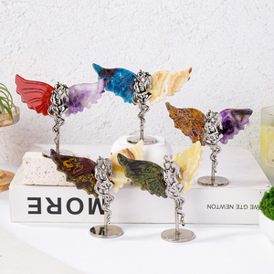 Artesanías de Cristal Natural para Sanación Espiritual al por Mayor, Tallas de Alas de Demonio y Ángel, Adorno para Festividades - Product Image 6