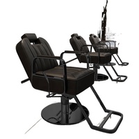 Fauteuil de Barber Shop Tendance GEDO avec Siège Réglable et Dossier Inclinable pour Permanente, Teinture, Toilettage et Coupe de Cheveux Spécial Salon en Métal