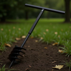 Tarière de jardinage manuelle en acier noir à trois spirales pour aération du compost, 7,09 po - Product Image 2