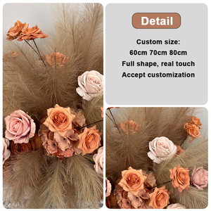 Boule de roses artificielles orange faites à la main LEDA pour événements, centre de table en plumes douces, toile de fond pour mariage - Product Image 3