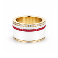 [BAULEE] Bagues classiques en céramique incrustée, argent sterling 925 plaqué or 18 carats, pierre en moissanite pour hommes et femmes