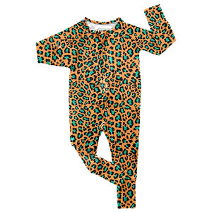 Cetak kustom 95% bambu 5% kain Viscose Romper lipat atas bayi perempuan baru lahir anak laki-laki 2-arah Zippy Sleeper satu potong piyama - Product Image 3