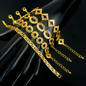 Italian Designer Fashion Women <b>Bracelet</b> 21k <b>Gold</b> Plated Hollow Zircon Handmade Chains for Daily Wear - Product Image 1