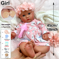 Toptan Gerçekçi Silikon Bebekler Sanatçı Seviyesi Özel Sürüm 45cm Anatomik Olarak Doğru Yeniden Doğmuş Bebekler Kızlar İçin