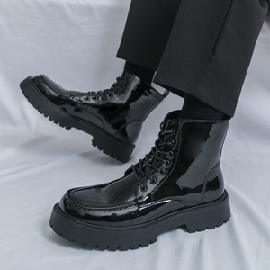 Botas de Cuero Brillante para Hombre 2026, Talla Grande, Estilo Británico, Formales y Casuales, Botas de Tobillo Altas, Zapatos de Moda para Hombre - Product Image 4