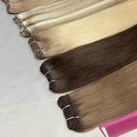 Extensions de cheveux humains vierges slaviques bruts en gros d'usine, trame double densité, balayage, lisses comme de la soie, cheveux Remy européens