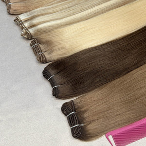 Extensions de cheveux humains vierges slaviques bruts en gros d'usine, trame double densité, balayage, lisses comme de la soie, cheveux Remy européens - Product Image 2