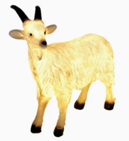 Lámpara de Escultura de Cabra 3D de Resina de Fibra de Vidrio Impermeable con Luz, Estatua de Animal Iluminada de 3 Cabras en un Grupo para Decoración de Jardín y Parque