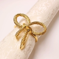 Anneaux de serviette en or électroplaqué en forme de nœud papillon pour la décoration de table de dîner, fournitures pour réceptions de mariage et fêtes prénuptiales