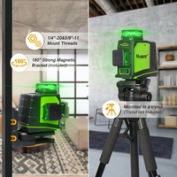 Pro Huepar OSRAM GF360G Rechargeable, Mode d'impulsion extérieure multi-lignes faisceau vert 3D 12 lignes croisées niveau Laser rotatif
