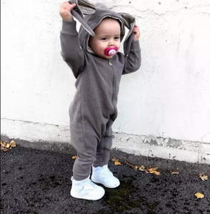 Combinaison en coton à oreilles de lapin pour tout-petits, barboteuse à capuche à manches longues pour nouveau-né, vêtements pull-over, combinaison une pièce pour bébé - Product Image 3
