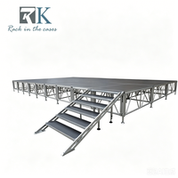 Scène modulaire portable en aluminium, plateforme réglable en hauteur, scène pour événements avec escalier pour concert, mariage, spectacle en plein air