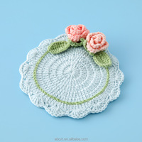 Sous-verre floral résistant à la chaleur, décoration d'intérieur, sous-verre en crochet tricoté à la main en forme de rose