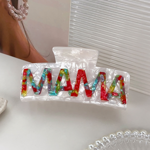 Nouvelle pince à cheveux tendance en acétate PVC, motif lettre MAMA, grande taille, accessoire de mode - Product Image 5