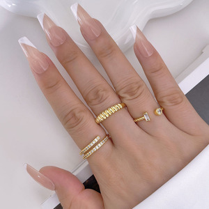 Ready To Ship 18K Gold Plated Simple Design Chunky <b>Adjustable</b> Open <b>Rings</b> Women - Product Image 4