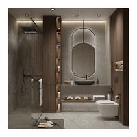 Lavabo moderne en marbre Mdf Pvc en bois durable, étanche à l'eau, lavabo double vasque, salle de bain