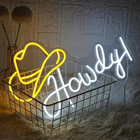 Lampe néon personnalisée en forme de chapeau de cowboy, enseigne néon LED de cowboy western, cadeau unique pour la décoration murale de la maison, du pub ou de la salle.