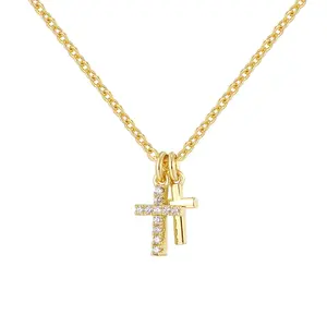 Женское ожерелье с двойным крестом