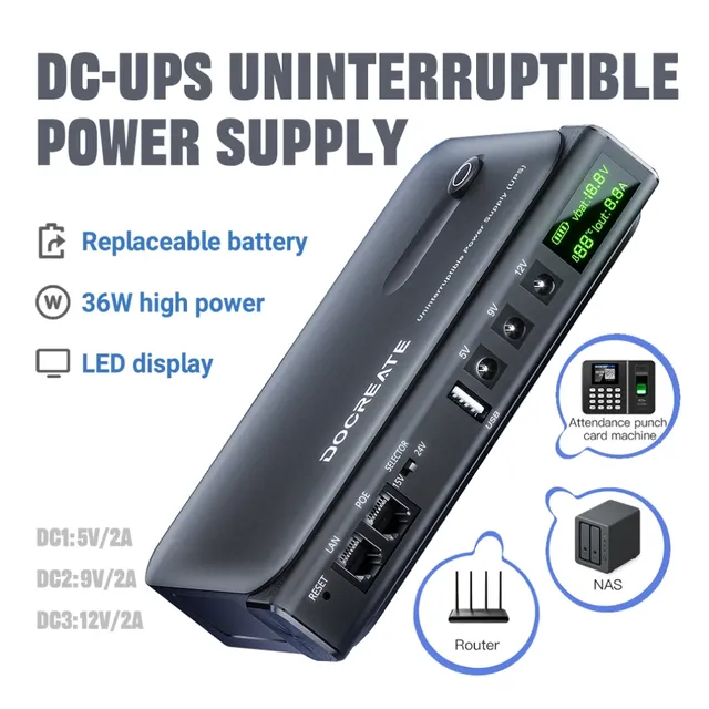AC220 - 265V 18W UPS Uninterruptible DC Power Supply DC1018L 5V 9V 12V Router Optical Cat Monitor Backup Charger Cell Phone