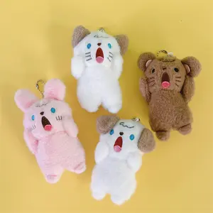 S190 lucu teduh kelinci beruang anjing boneka mewah gantungan kunci boneka mainan mewah liontin tas dekorasi anak-anak hadiah