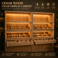 Humidor à cigares sur mesure en gros, armoire en bois massif avec doublure en pin, porte vitrée, éclairage LED, contrôle de la température et de l'humidité pour la maison, l'hôtel et le club