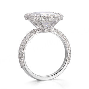 Anillo de Lujo Personalizado, Oro Blanco Sólido de 10K, 14K, 18K, Diamante VVS, Moissanita, Corte Esmeralda, Anillo de Compromiso y Boda para Mujer y Hombre - Product Image 3