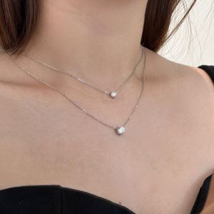 Collier pendentif Dylam High Jewelry Classic en argent sterling 925, solitaire 5 mm 0,5 ct, couleur D, VVS1, moissanite, pour femme - Product Image 2