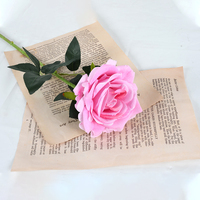 Vente en gros de tiges de roses artificielles en soie Real Touch 75cm à tige unique, grosse tête de fleur, décoration de mariage et de fête des mères