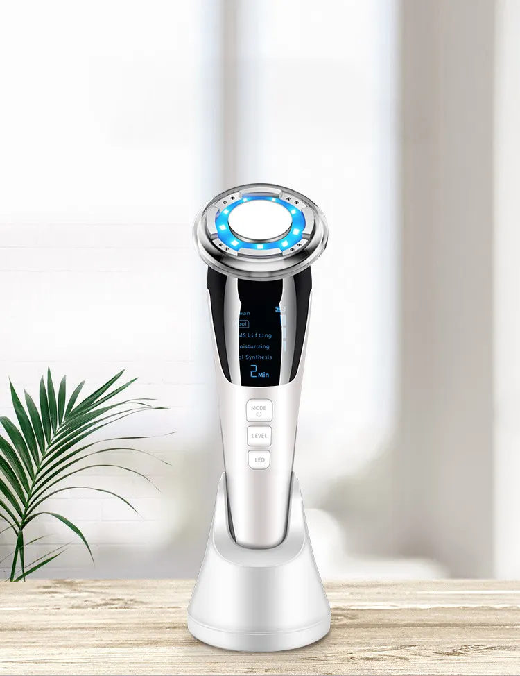 Proveedor FENGFLY terapia de luz LED roja y azul 5 en 1 máquina de masaje facial cuidado EMS Dispositivo de refuerzo facial de edad fría y caliente