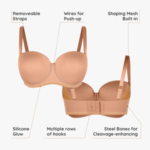 Soutien-gorge invisible sans bretelles push-up antidérapant pour femmes grandes tailles, effet galbant pour poitrine généreuse, vente en gros Waistdear - Product Image 3
