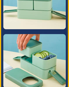 Nueva Lonchera de Plástico de Doble Capa Estilo Japonés con Contenedor para Salsas, Portátil para Estudiantes, Apta para Microondas - Product Image 5