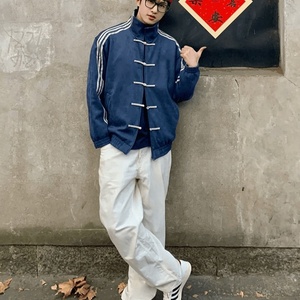 Chaqueta Bomber con Hebilla <span class=keywords><strong>de</strong></span> Estilo Chino, para <span class=keywords><strong>Hombre</strong></span>, Primavera-Otoño, Moda Retro, Cuello Alto, Exterior <span class=keywords><strong>de</strong></span> Poliéster, Diseño <span class=keywords><strong>de</strong></span> Corazones - Product Image 1