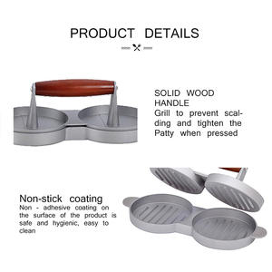 Prensa de hamburguesas antiadherente de doble rejilla, molde para parrilla de carne, herramienta de prensado de Pie de carne - Product Image 3