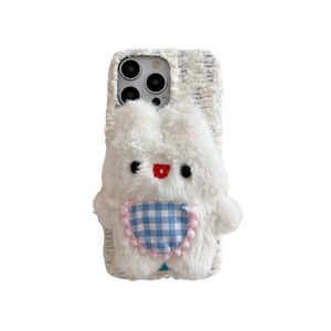 Dễ Thương Sang Trọng Bunny Trường Hợp Điện Thoại Cho Iphone 17/16/15/14pro Max Mùa Đông Ấm Áp Fluffy 3D Thỏ Điện Thoại Bìa Với rô Bib Đối Với Phụ Nữ - Product Image 6