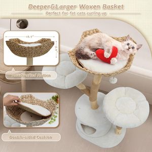 Árbol para Gatos Ecológico de Lujo, Estilo Simple, con Tronco Integrado para el Descanso y Plataforma de Salto con Juguete - Product Image 5