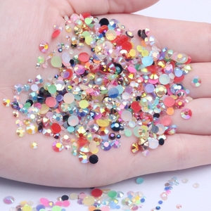 Résine transparente AB Jelly 6mm 500 pièces Strass à dos plat à coller pour la décoration des ongles, des sacs et des chaussures - Nombreuses couleurs bonbon - Product Image 5