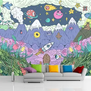 Colorful monster featured wall decoration stripping wallpaper for fun game room