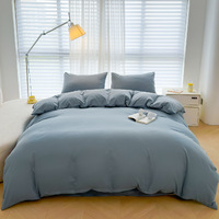 Ensemble de draps de lit 100 % coton couleur unie, tailles Queen et King, 4 pièces, vente en gros d'usine, parure de lit couleur unie