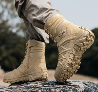 Bottes tactiques montantes DF AS33-12 personnalisées pour hommes, couleur coyote, en daim respirant et maille, chaussures tout-terrain pour toutes les saisons