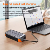 Batterie externe solaire à charge rapide sans fil 2-en-1 65W haute puissance avec batterie au lithium 18650, double entrée Type-C et Micro USB