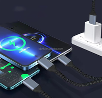 Câble de charge rapide 3-en-2 en nylon Type-C 1,2 m 100 W avec lumière LED pour ordinateur et imprimante – Disponible en magasin