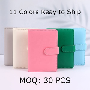 A6 pürüzsüz deri Mini cep planlayıcısı para tasarrufu sistemi 6 yüzükler 12 nakit zarflar 13 renkler İş Spiral günlüğü kumaş hazır - Product Image 2