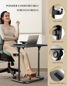Gran Roc, ordenador de oficina en casa, ordenador portátil pequeño, escritorio, cama, sofá, mesa auxiliar, escritorio ajustable con soporte de mesa y portavasos - Product Image 6