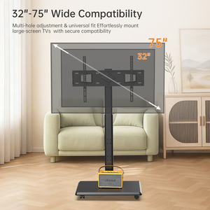 Supporto da Pavimento Mobile per TV <span class=keywords><strong>in</strong></span> Acciaio da <span class=keywords><strong>32</strong></span>-70 <span class=keywords><strong>Pollici</strong></span>, Carrello Portatile su Ruote con Supporto Girevole Nero - Product Image 3