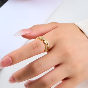 Wheat Ear Open Ring Gold Micro Pave Adjustable Index Finger Ring Party Jewelry - Product Image 2