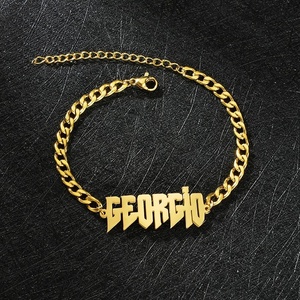 Brazalete Clásico y Elegante de Acero Inoxidable Chapado en Oro con Barra para Nombre Personalizada - 5MM de Ancho, para Hombre, de Alta Calidad, para Aniversario - Product Image 1